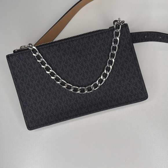Michael Kors MK Signature Pull Chain Belt Bag black signature logo purse - Picture 3 of 12